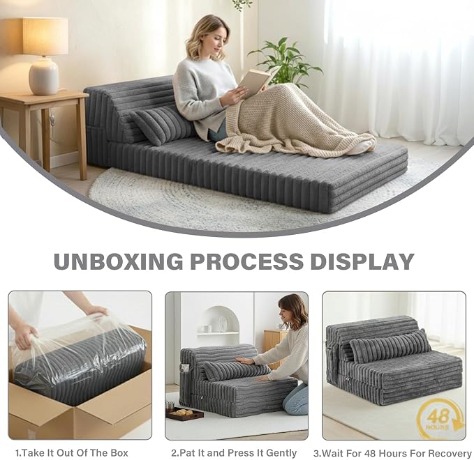 Tiita Folding Sofa Bed Twin Size, Convertible Sleeper Chair Mattress - Image 8