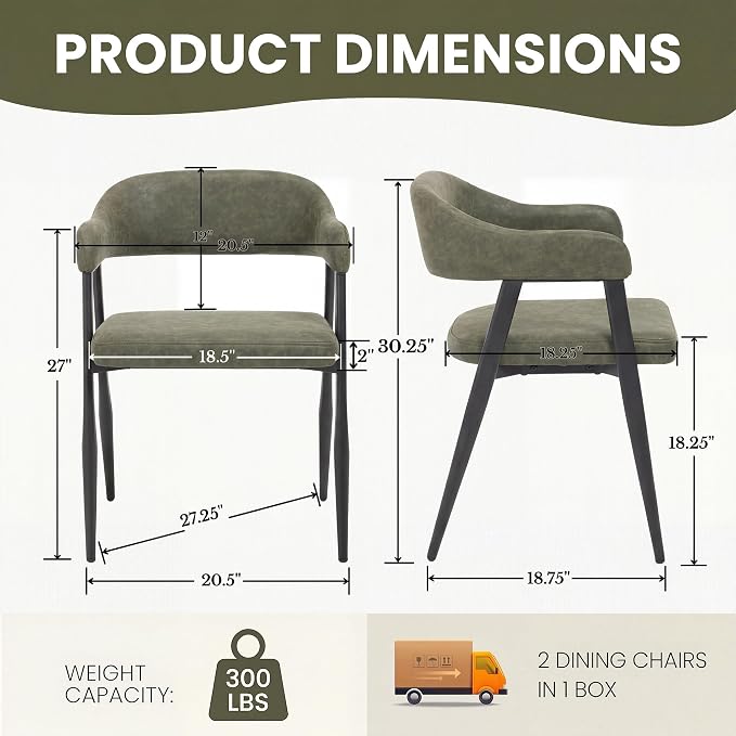 HNY Modern Dining Room Arm Chairs Set of 6, Open-Back Kitchen Side Chairs - Image 2
