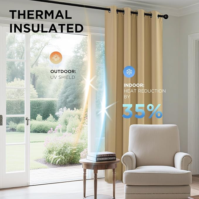 Joydeco Long Blackout Curtains for Bedroom & Living Room 120 Inch 2 Panels | - Image 4