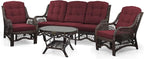 Malibu Lounge Set of 4: 2 Natural Rattan Wicker Chairs, Three-Seater Sofa - Image 2