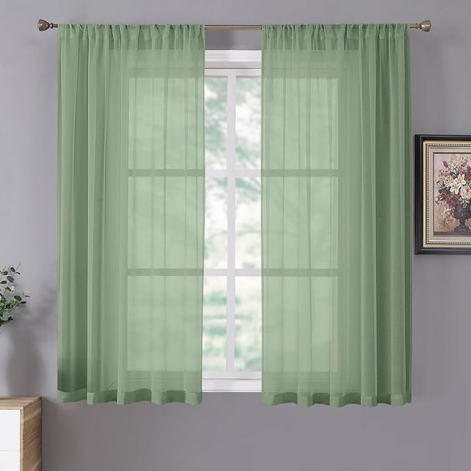 Tollpiz Sheer Curtains Linen Textured Living Room Curtain Sheers Light by Tollpiz