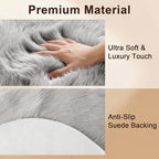 duduta Gray Faux Sheepskin Chair Seat Covers, Fluffy Shag Fur Throw Rugs Room - Image 3