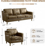 Kingfun Living Room Furniture Sets, 3 Seater Couch and Armchair, Mid Century - Image 2