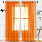 SpaceDresser Orange Sheer Curtains 4 Panels Rod Pocket Semi-Sheer Curtain 72 - Image 2
