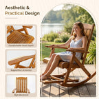 VINGLI Wooden Porch Rocking Chair, Heavy Duty Outdoor Rocking Chair - Image 4