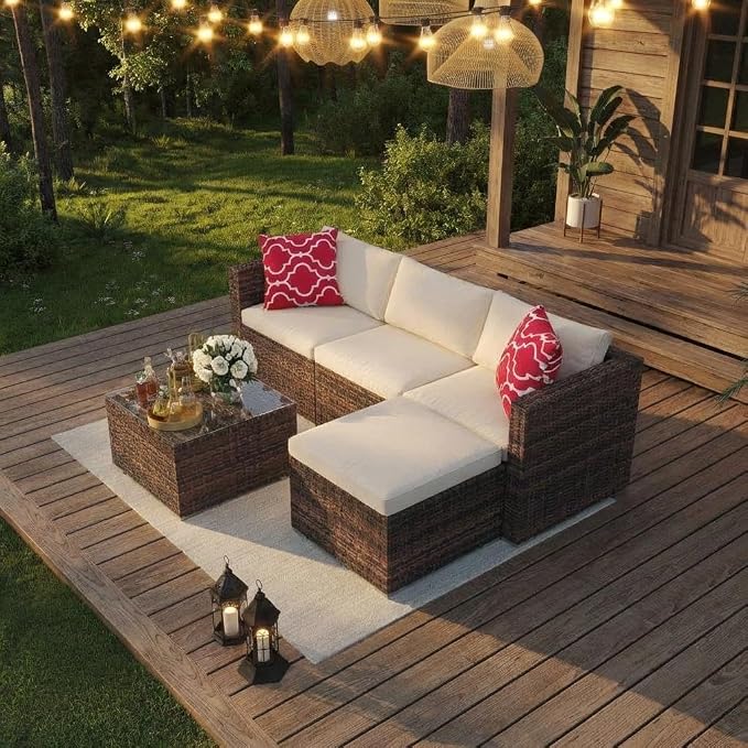 5-Piece Outdoor Sectional Sofa Set, Outdoor Patio Set Sectional Sofa, - Image 5