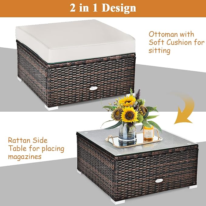 Tangkula 6 Pieces Wicker Patio Furniture Set, PE Rattan Outdoor Sectional - Image 5