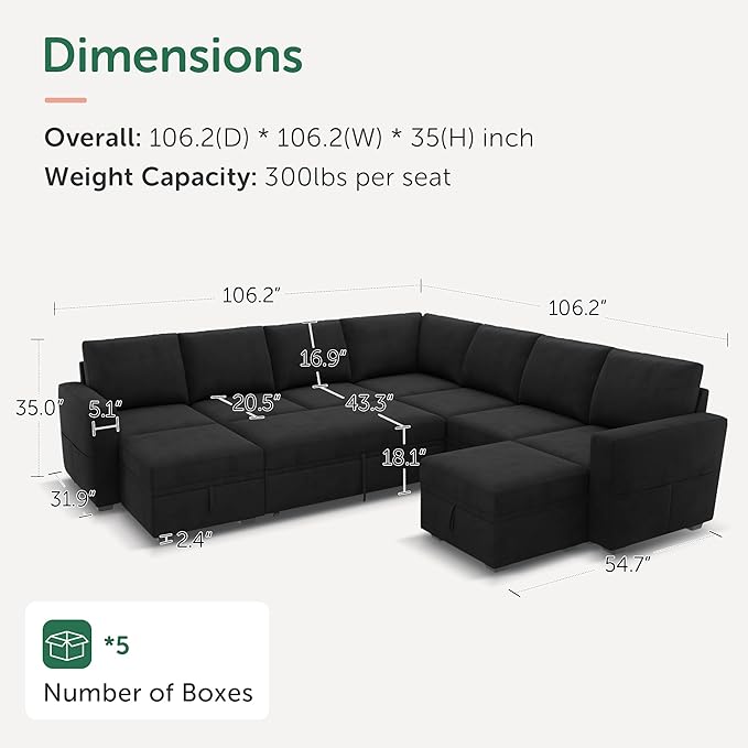 HONBAY Modular Sectional Sleeper Sofa - Image 2