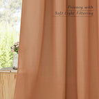 NICETOWN Linen Flax Semi Sheer Curtains 92" Length, Grommet Window Treatments - Image 3