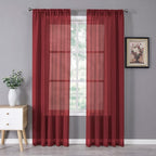 Tollpiz Sheer Curtain Linen Textured Bedroom Curtains Sheer Light Filtering Rod by Tollpiz