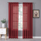Tollpiz Sheer Curtain Linen Textured Living Room Curtains Sheer Light Filtering by Tollpiz