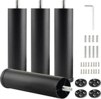 Metal Cylinder Legs for Furniture Set of 4 Pack Black 6 Inch Bed Support Legs by Unknown