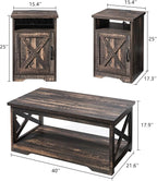 AMERLIFE 3-Piece Farmhouse Table Set Includes Coffee Table& Two End Tables - Image 2