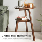 Side Table, 2-Tier Round End Tables Living Room, Mid Century Modern Side Table - Image 4