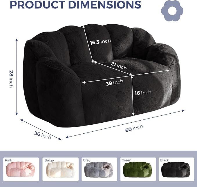 MAXYOYO Bean Bag Chair for Adults, Loveseat Floral Shaped Bean Bag Sofa - Image 2