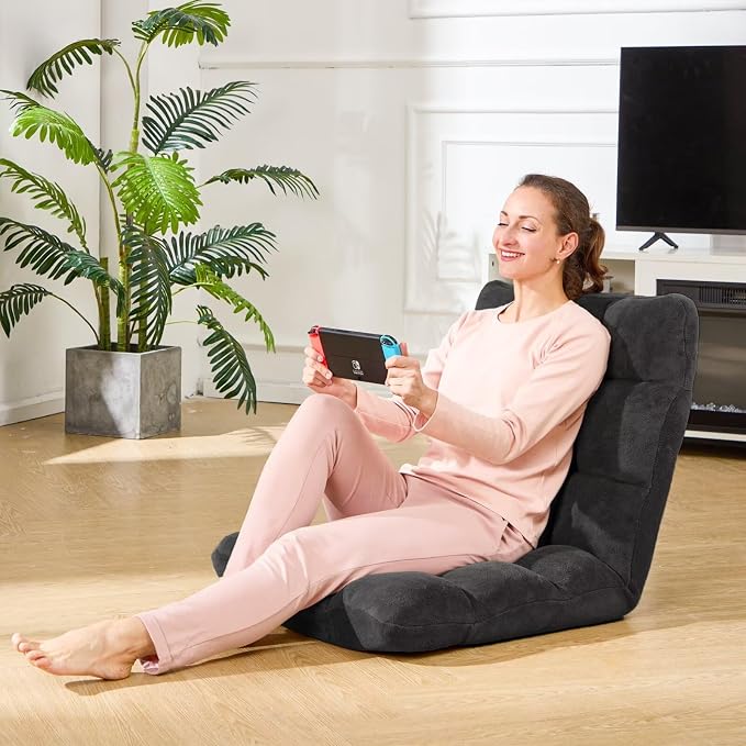 Folding Floor Gaming Chair, 14-Position Adjustable Backrest, Skin-Friendly - Image 2