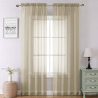 Taupe Sheer Curtains 90 Inches Long 2 Panels, Elegant Light Filtering Voile by Lecloud