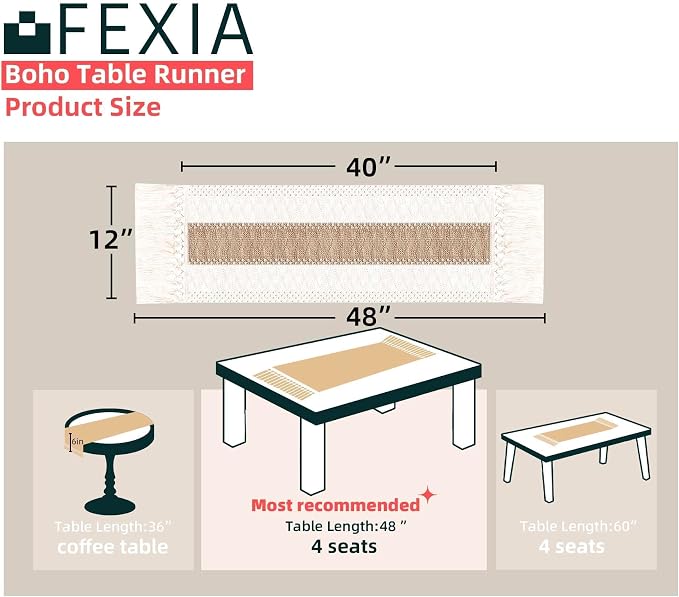 FEXIA Boho Table Runner for Summer Home Coffee Decor - Image 2