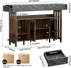 4-Tier Home Bar Unit, 63-Inch Wooden & Dark Gray Marble Bar Cabinet, LED Liquor - Image 2