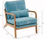 Bonnlo Teal Accent Chairs Set of 2, Upholstered Mid Century Modern Lounge - Image 2