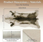 Reindeer Pattern Faux Fur Area Rug, 3.6'x3.0' Plush Machine Washable Runner - Image 2