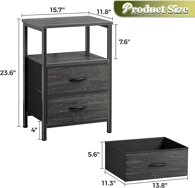 Huuger Night Stand Set of 2, Nightstand - Image 3