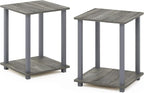 Furinno SIMPLISTIC Side Table Set of 2, 2-Tier Square Modern End Table - Image 8