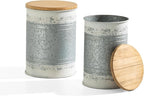 Glitzhome Rustic End Table Set of 2, Farmhouse Galvanized Metal Barrel Ottoman - Image 3