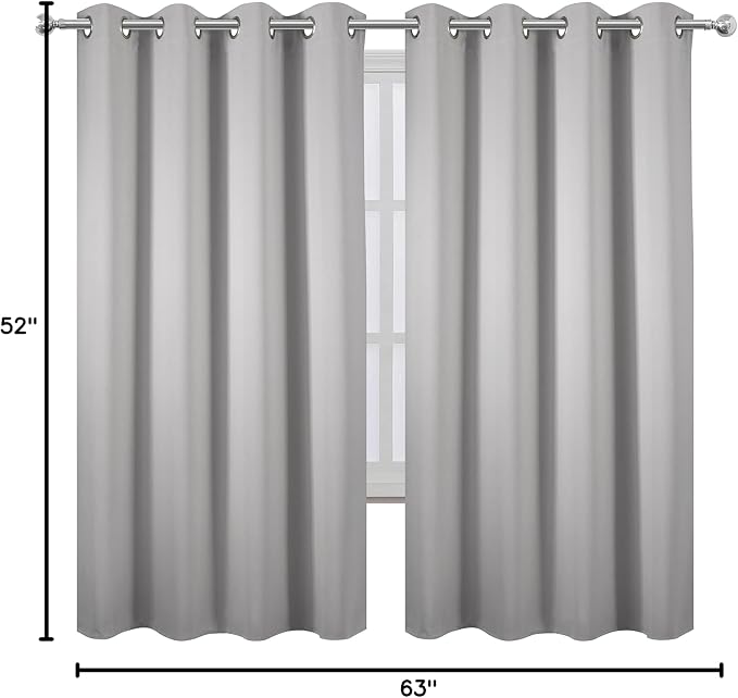 Light Grey Blackout Curtains 52 x 63 Inch Length/Set of 2 Curtain - Image 7