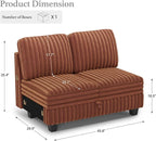 Belffin Corduroy Fabric Loveseat Module - Image 2