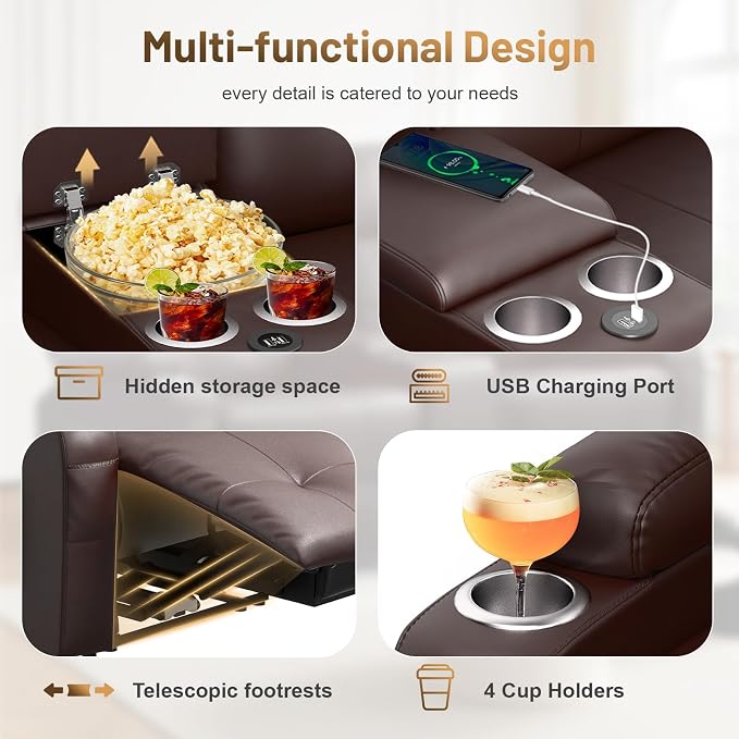 Loveseat Recliner Sofa, Home Theater Seating - Image 4