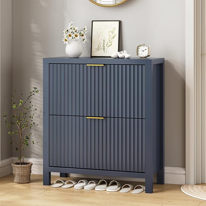 YOMILUVE Shoe Cabinet Storage for Entryway, Fluted Shoe Cabinet - Image 3