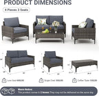 Jing's Villa 4-Piece Outdoor Sectional Sofa Set, All-Weather Wicker Patio - Image 2
