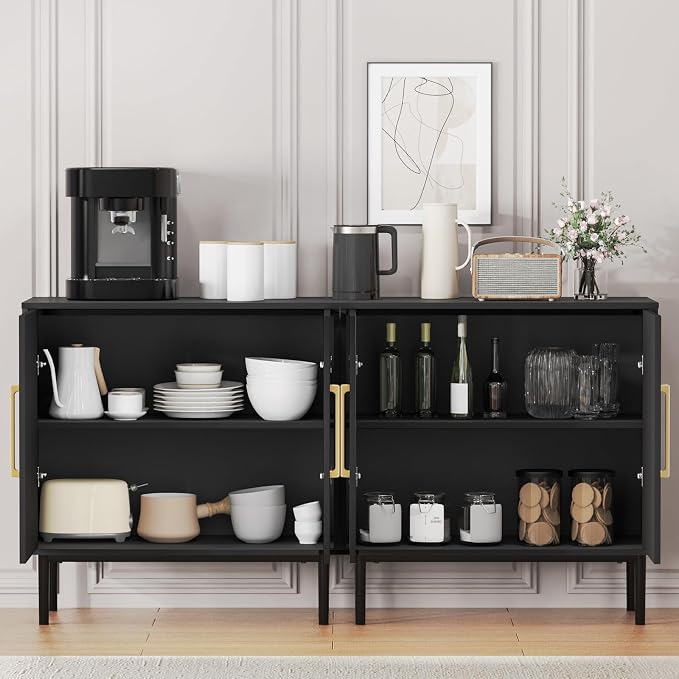 Storage Cabinet with Doors, Modern Black Accent Cabinet, Free Standing Cabinet - Image 6