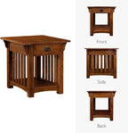 Leick Home Mission End Table, Solid Wood Construction, 1 Storage Drawer - Image 6