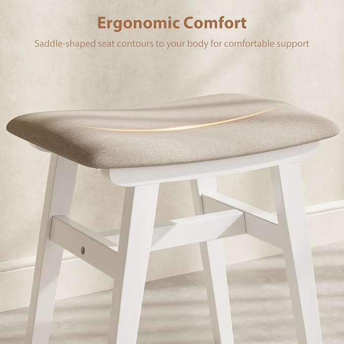 Muwuele Solid Wood Vanity Stool, Compact Makeup Chair - Image 5