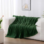 Dark Green Fleece Throw Blanket 50”×70” - Image 2