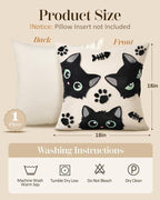 Embroidered Throw Pillow Cover 18x18 Inch, Cat Bone | Decorative Pillow Cover - Image 4