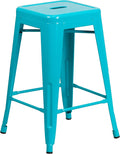 Flash Furniture Kai Commercial Grade 24" High Backless Crystal Teal-Blue by FlashFurniture