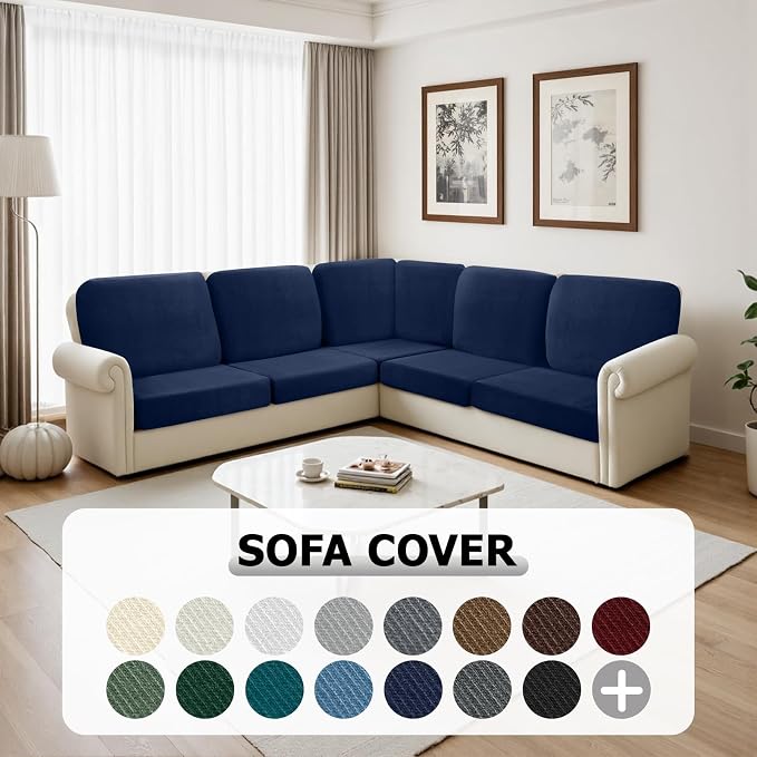 Arfntevss Velvet Corner Sectional Couch Covers Slipcovers L Shape Couch Cushion - Image 6