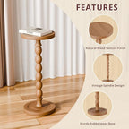 Solid Wood Drink Table, Rubber Wood‌ Small Round Side Table - Image 5