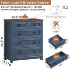Joaxswe Farmhouse 5 Drawer Dresser - Image 2
