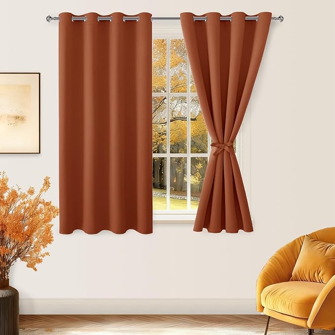 Fall Blackout Curtains for Bedroom Burnt Ochre 52 x 54 Inch 2 Panel | Thermal - Image 8