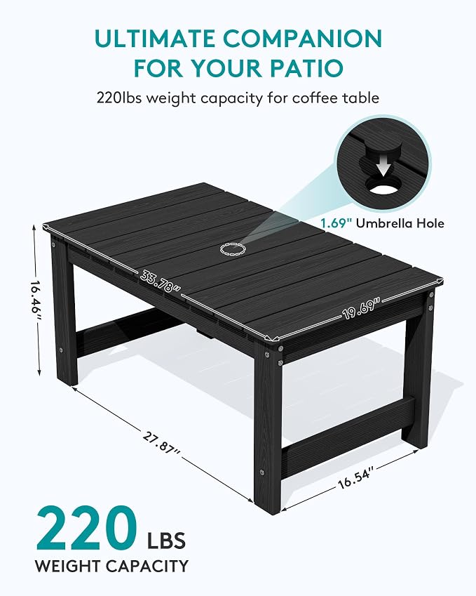 SERWALL 3 Pieces Patio Adirondack Bench Set, 2 Folding Adirondack Bench & 1 - Image 4