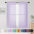 Light Purple Sheer Curtains 63 inch Length 2 Panels Set, Rod Pocket Light by OWENIE
