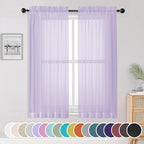 Light Purple Sheer Curtains 63 inch Length 2 Panels Set, Rod Pocket Light by OWENIE