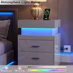 ChooChoo LED Nightstand Set of 2, Smart Night Standwith Charging Station and - Image 7
