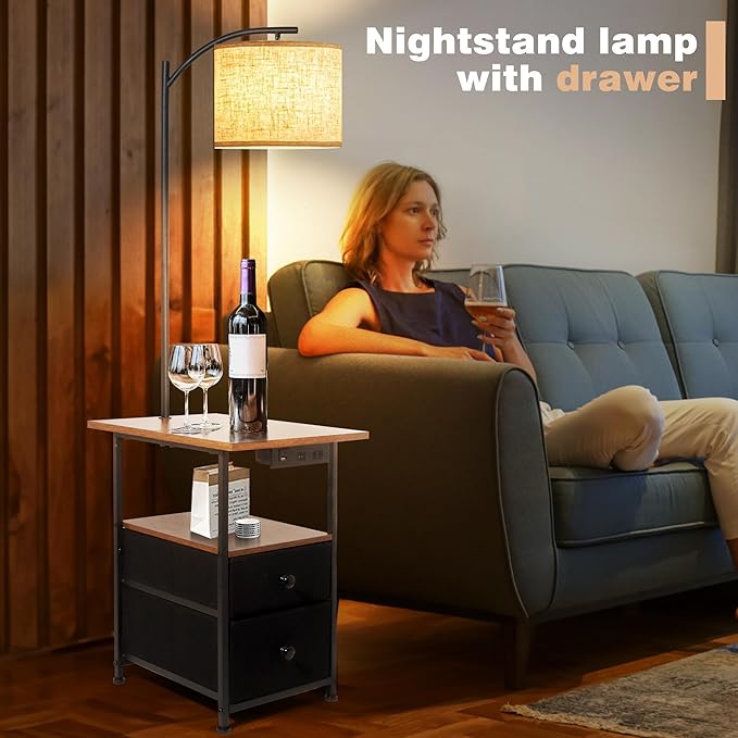 PESRAE Floor Lamp with Table & 2 Drawers, End Table with 3 Color Temperature - Image 5