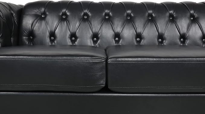 LEVNARY Chesterfield Sofa, Classic Tufted Upholstered Leather Couch, Modern 3 - Image 5