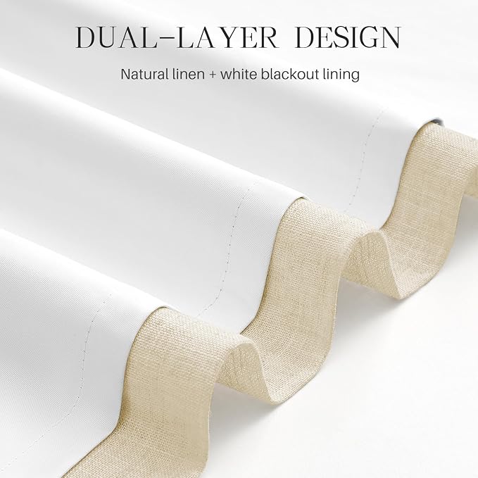 Pinch Pleated Linen Curtains 100% Blackout 84 Inches Long - Image 3